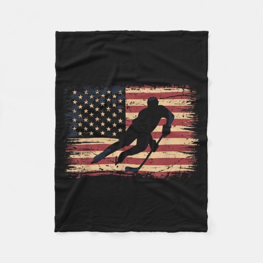 Amerikanischer Flaggen-Hockey Fleecedecke (Vorderseite)
