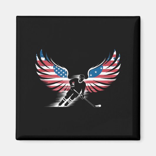 Amerikanischer Flaggen-Hockey Magnet (Vorne)