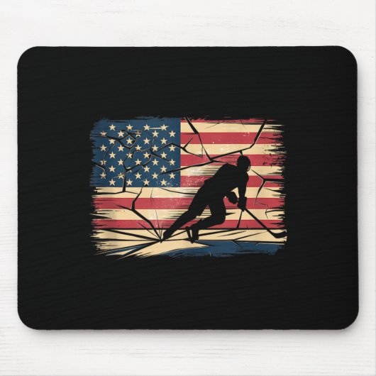 Amerikanischer Flaggen-Hockey Mousepad (Vorne)