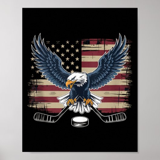 Amerikanischer Flaggen-Hockey Poster (Vorne)