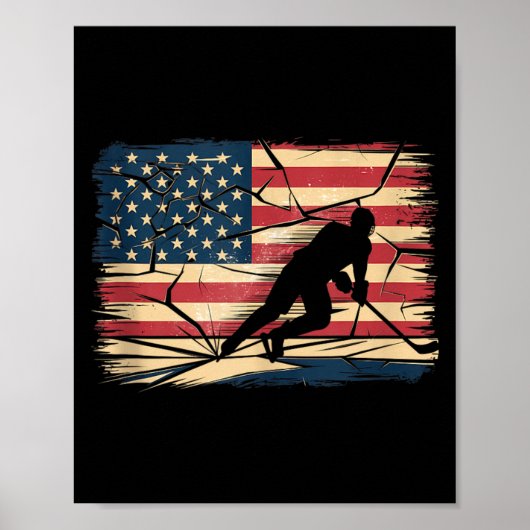Amerikanischer Flaggen-Hockey Poster (Vorne)