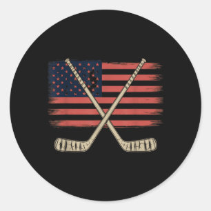 Amerikanischer Flaggen-Hockey Runder Aufkleber