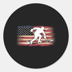 Amerikanischer Flaggen-Hockey Runder Aufkleber