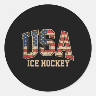 Amerikanischer Flaggen-Hockey Runder Aufkleber