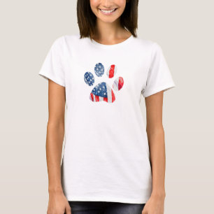 Amerikanischer Flaggen-Hund Pfotenabdruck Patrioti T-Shirt