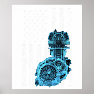 Amerikanischer Flaggen-Kolben-Muscle-Car 7 Poster