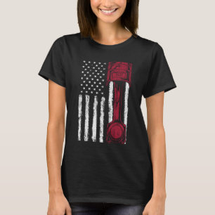 Amerikanischer Flaggen-Kolben-Muscle-Car T-Shirt