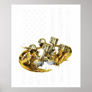 Amerikanischer Flaggen-Kolben-Muskelwagen 3 Poster