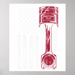 Amerikanischer Flaggen-Kolben-Muskelwagen Poster