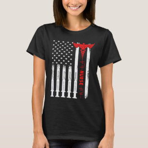 Amerikanischer Flaggen-Nutztag Rot-Line-Pflege T-Shirt