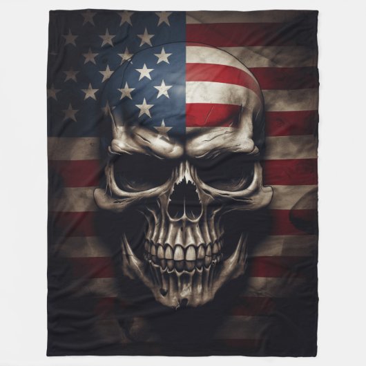 Amerikanischer Flaggen-Schädel Fleecedecke (Vorderseite)