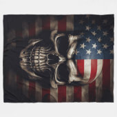 Amerikanischer Flaggen-Schädel Fleecedecke (Vorderseite (Horizontal))
