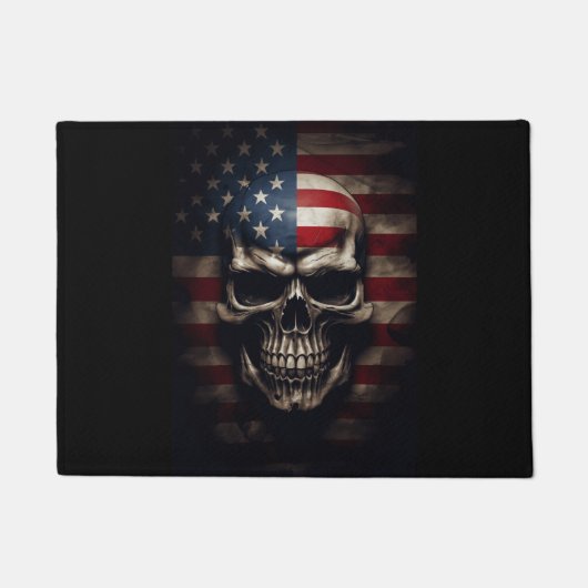 Amerikanischer Flaggen-Schädel  Fußmatte (Vorderseite)