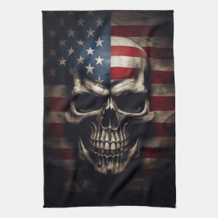 Amerikanischer Flaggen-Schädel Geschirrtuch