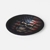 Amerikanischer Flaggen-Schädel Pappteller (Schrägansicht)