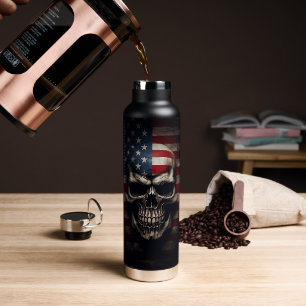 Amerikanischer Flaggen-Schädel Trinkflasche