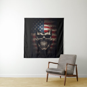 Amerikanischer Flaggen-Schädel  Wandteppich