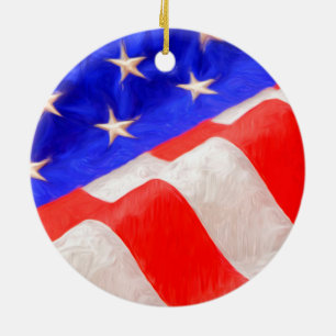 Amerikanischer Flaggen-Schmuck Keramik Ornament