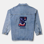 Amerikanischer Flaggenbrief E Personalisieren Sie  Jeansjacke (Rückseite)