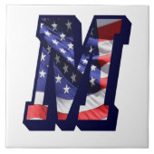 Amerikanischer Flaggenbrief "M" Großes Foto Kerami Fliese (Vorderseite)