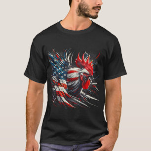 Amerikanischer Flaggenhahn Huhn 4. Juli Tier T-Shirt