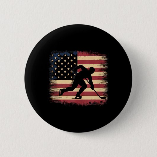Amerikanischer Flaggenhockey Button (Vorderseite)