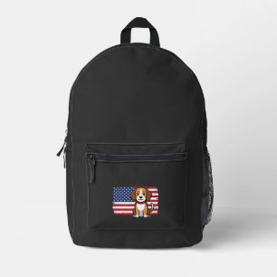 Amerikanischer Flaggenhund Patriotischer Vektor Bedruckter Rucksack