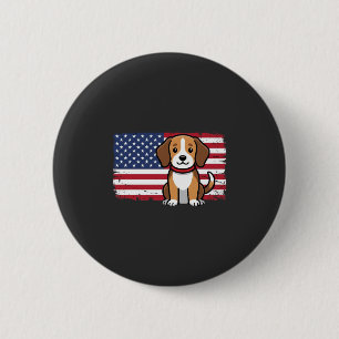 Amerikanischer Flaggenhund Patriotischer Vektor Button