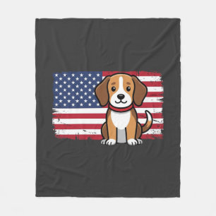 Amerikanischer Flaggenhund Patriotischer Vektor Fleecedecke