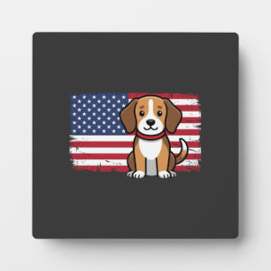 Amerikanischer Flaggenhund Patriotischer Vektor Fotoplatte
