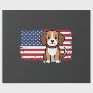 Amerikanischer Flaggenhund Patriotischer Vektor Geschenkpapier