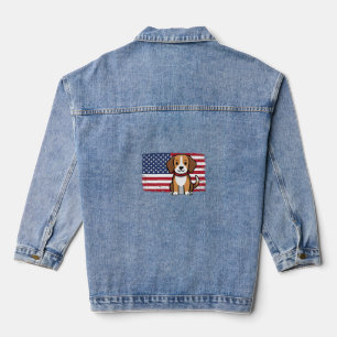 Amerikanischer Flaggenhund Patriotischer Vektor Jeansjacke