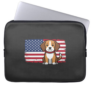 Amerikanischer Flaggenhund Patriotischer Vektor Laptopschutzhülle