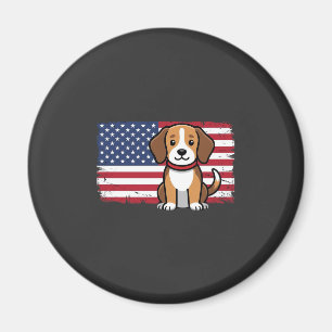 Amerikanischer Flaggenhund Patriotischer Vektor Magnet
