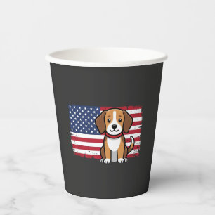 Amerikanischer Flaggenhund Patriotischer Vektor Pappbecher