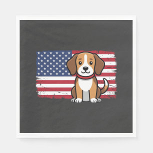 Amerikanischer Flaggenhund Patriotischer Vektor Serviette