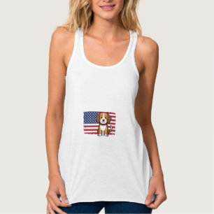 Amerikanischer Flaggenhund Patriotischer Vektor Tank Top