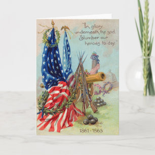 Amerikanischer Flaggenkranz Bürgerkriegsdenkmal Feiertagskarte