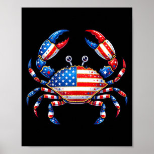 Amerikanischer Flaggenkrebs patriotisch 4. Juli Me Poster