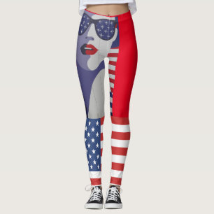 AMERIKANISCHER FLAGGENLADIEN PATRIOTISCHE YOGA PAN LEGGINGS