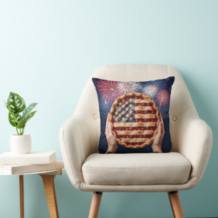 Amerikanischer Flaggenrand auf einer Kirschtorte Kissen