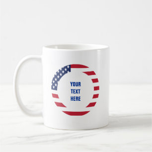 Amerikanischer Flaggenrand mit individuellem Text Kaffeetasse