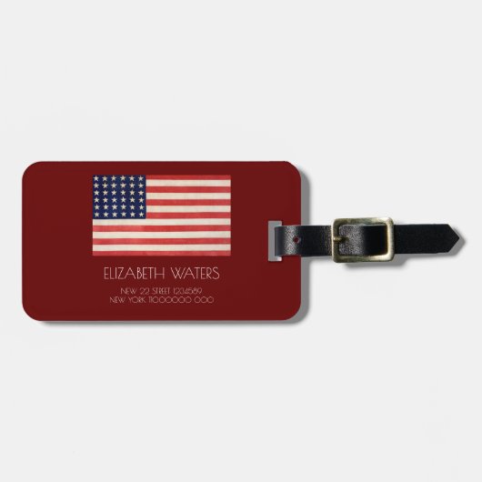 AMERIKANISCHER FLAGGENREISETAG GEPÄCKANHÄNGER (Vorderseite horizontal)