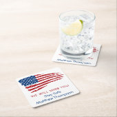 Amerikanischer Flaggensoldat geht Party weg Rechteckiger Pappuntersetzer (Vor Ort)
