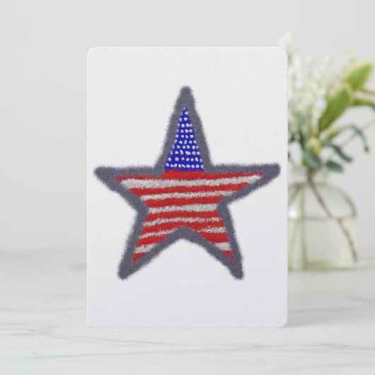 Amerikanischer Flaggenstern Einladung (Stehend Vorderseite)