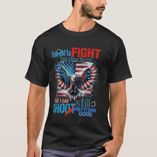 Amerikanischer Flaggenveteran zu alt, um zu langsa T-Shirt (Vorderseite)