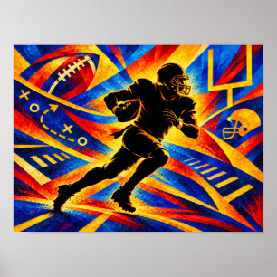 Amerikanischer Footballspieler in Aktion Silhouett Poster