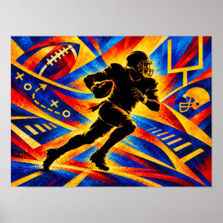 Amerikanischer Footballspieler in Aktion Silhouett Poster