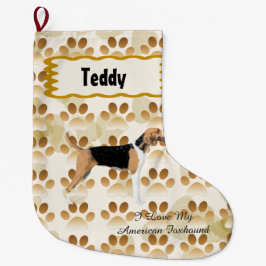 Amerikanischer Foxhound auf TAN-Blätter Großer Weihnachtsstrumpf