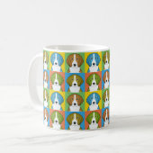 Amerikanischer Foxhound-HundeCartoon Pop-Kunst Kaffeetasse (Vorderseite Links)